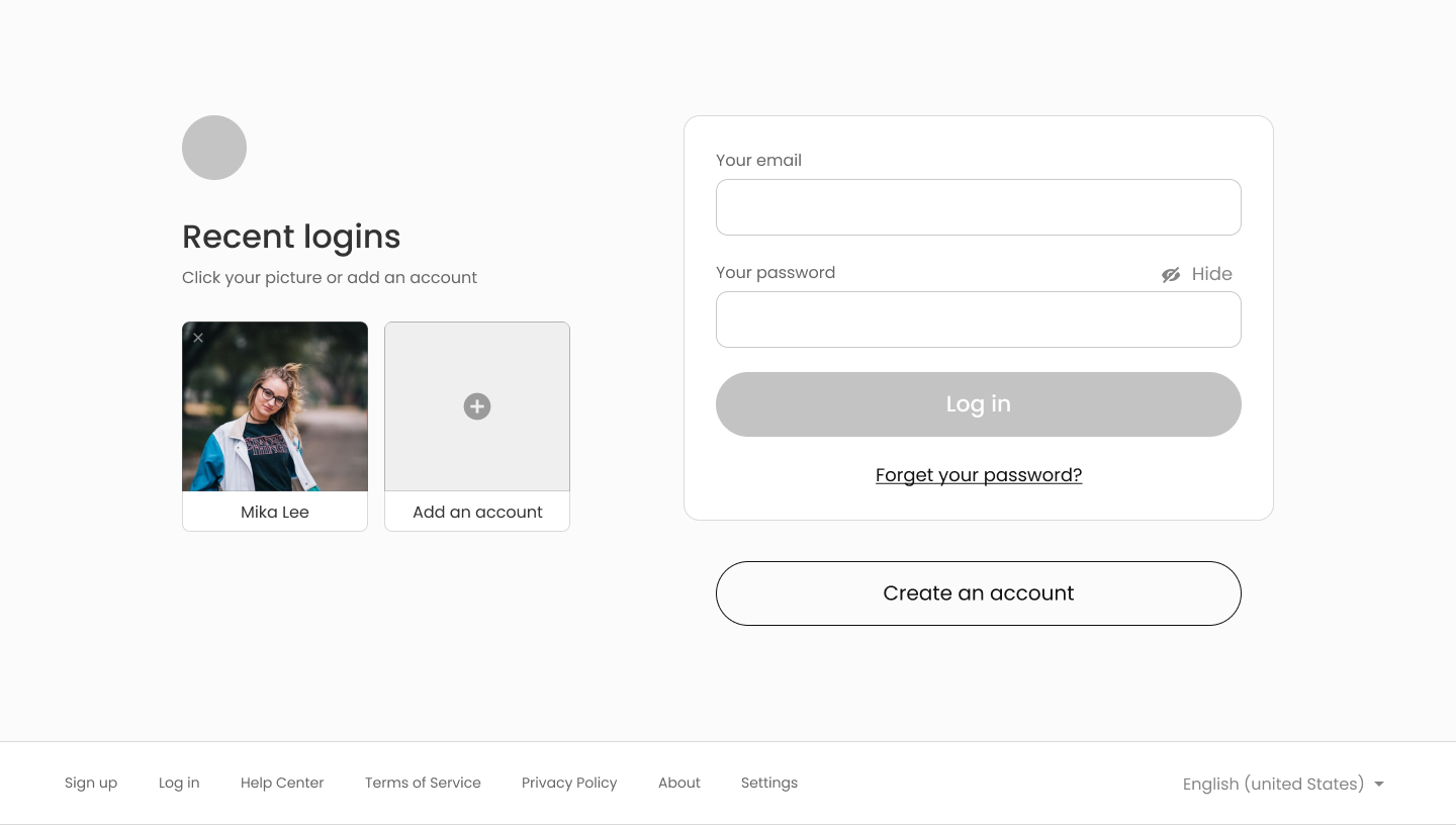 Clean and Modern Login Interface with Account Options