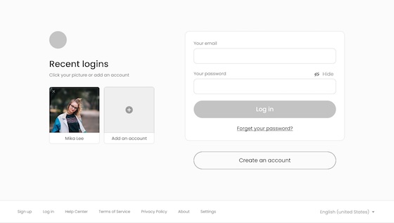 Clean and Modern Login Interface with Account Options