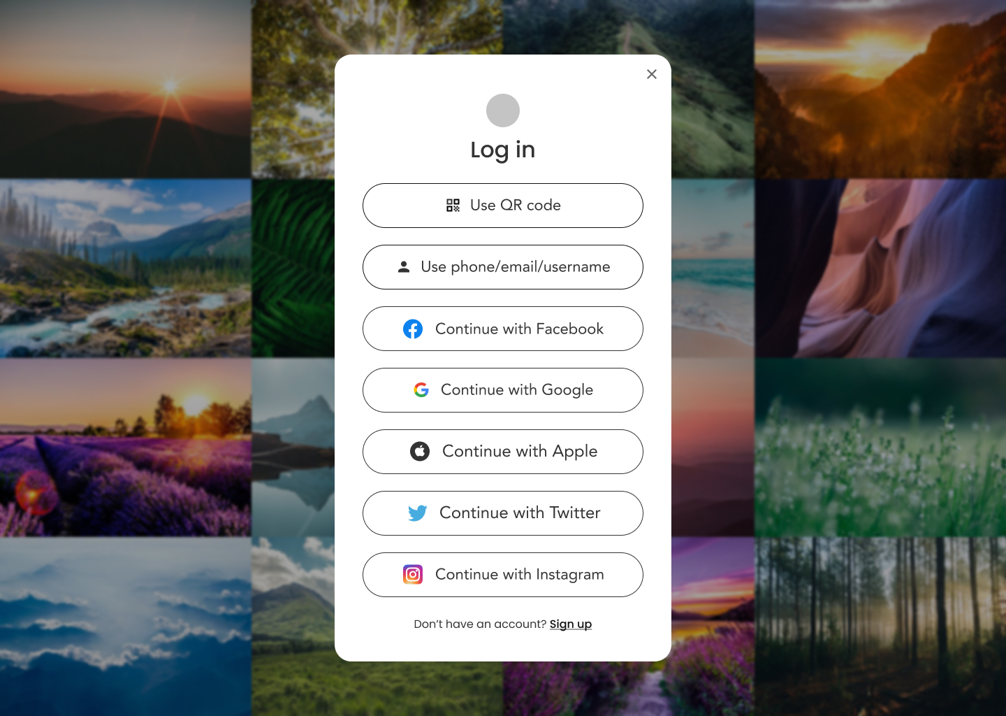 Minimalist Login Interface with Scenic Background Grid Design