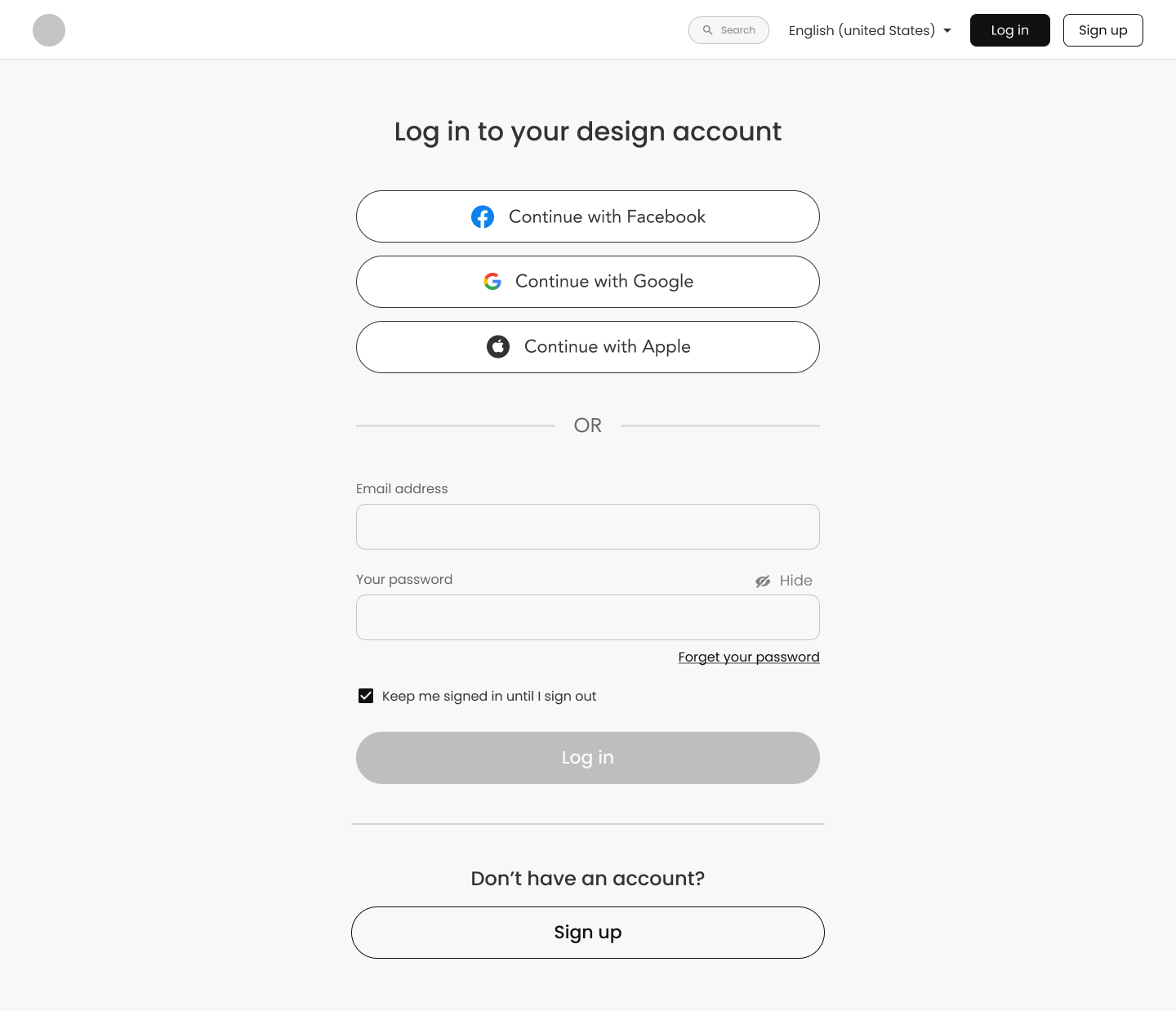 Modern Minimalist Login Page Design with Social Login Options