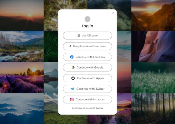 Minimalist Login Interface with Scenic Background Grid Design